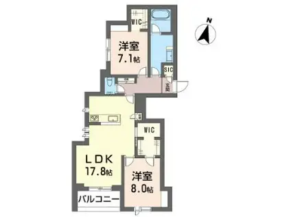 カンタービレ荻窪(2LDK/3階)の間取り写真