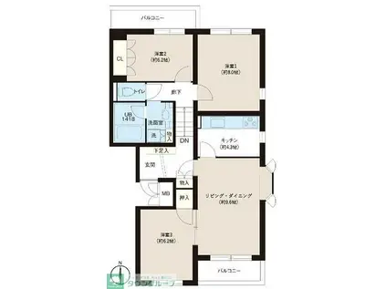 ヒルズ ガレ(3LDK/2階)の間取り写真