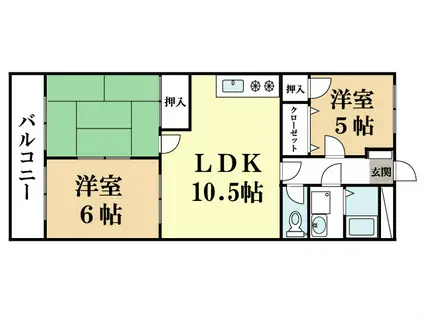 リゾデ南光苑II(3DK/2階)の間取り写真