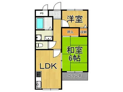 グランディア ミ・アモーレ南塚口(2LDK/2階)の間取り写真