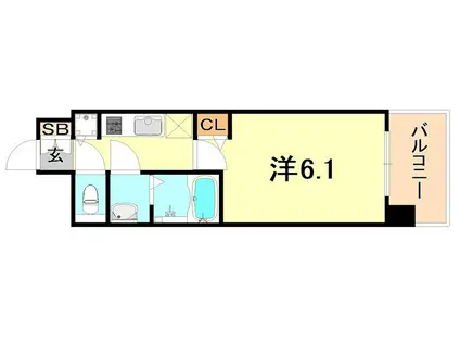 プレサンスKOBEアモーレ(1K/3階)の間取り写真