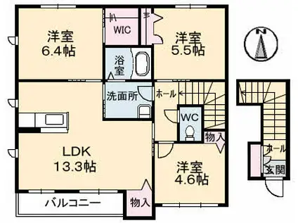 アルコA棟(3LDK/2階)の間取り写真