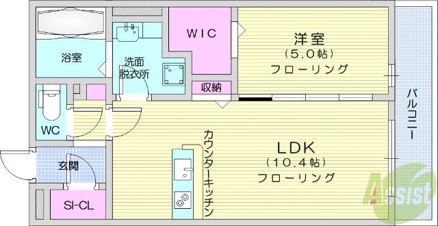 DーROOMあすと長町 Ⅲ(1LDK/3階)の間取り写真