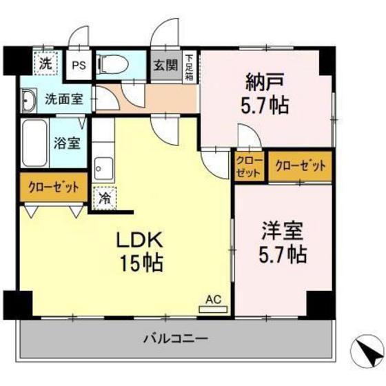 アンジェ祇園(1SLDK/1階)の間取り写真