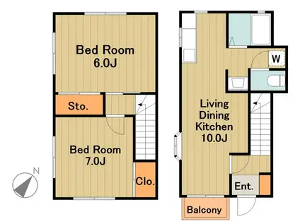 コーポヴェルディー(2LDK/2階)の間取り写真