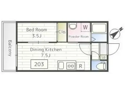 JASMINE(1DK/2階)の間取り写真