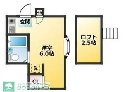 ブレセット栄(ワンルーム/2階)の間取り写真
