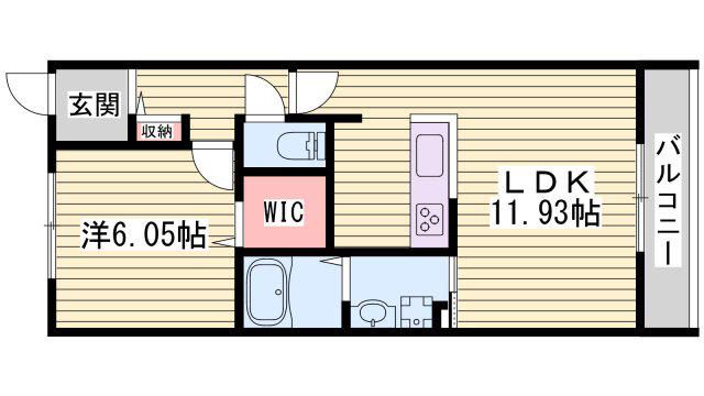 エレアージュ姫路駅南(1LDK/3階)の間取り写真