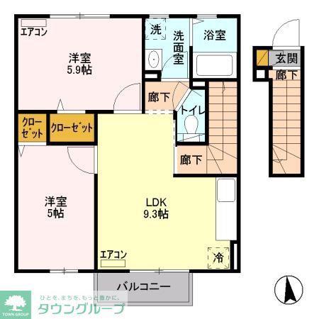 ハーモニー(2LDK/2階)の間取り写真