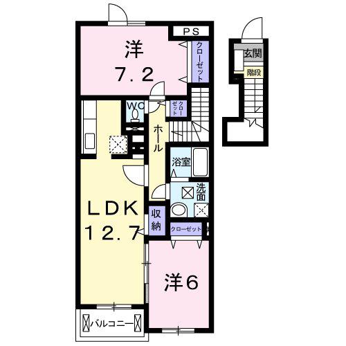 エクセレント・クレオパトラC(2LDK/2階)の間取り写真