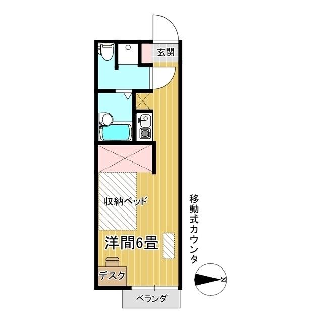 ホワイトプラムI(ワンルーム/2階)の間取り写真