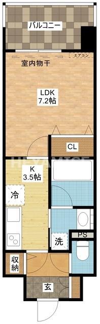 クレール クリヤマ(1K/8階)の間取り写真