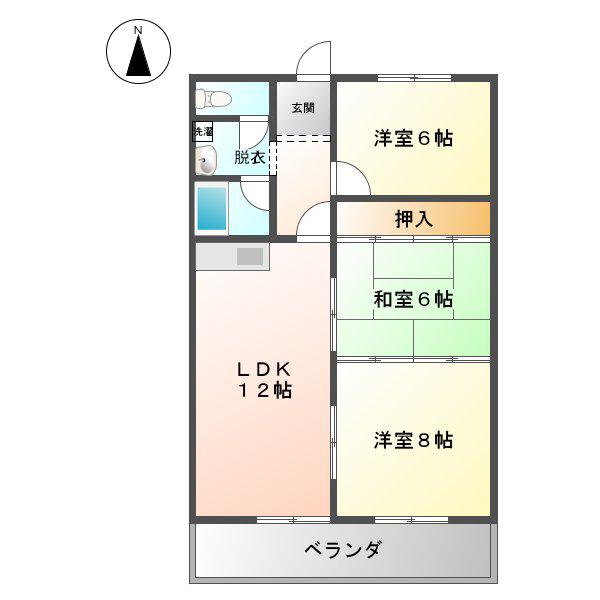 津ロードリーマンション(3LDK/1階)の間取り写真