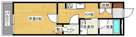 M・テラス竜王町(1K/2階)の間取り写真