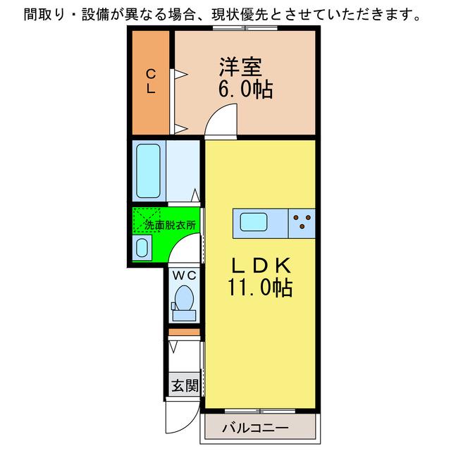 サニースクエア宝田(1LDK/1階)の間取り写真