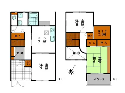 フェザントアイII(3DK/2階)の間取り写真