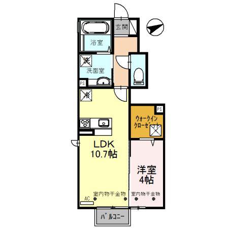 D.GRACE(1LDK/1階)の間取り写真