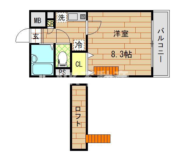 アルカサールYOSHIYANI(1K/3階)の間取り写真