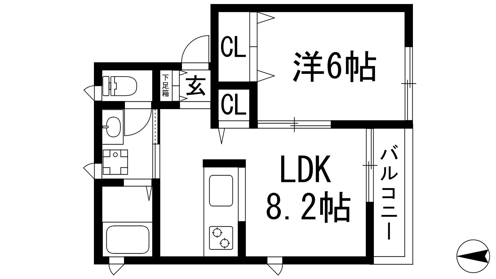ベルリード宝塚(1LDK/2階)の間取り写真
