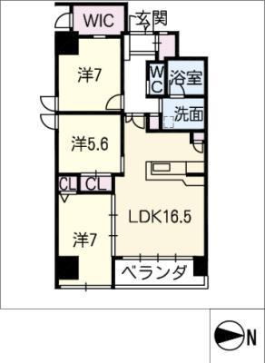 THE RESIDENCE M・KANOU(3LDK/4階)の間取り写真