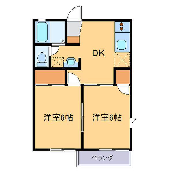 インペリアルB(2DK/1階)の間取り写真