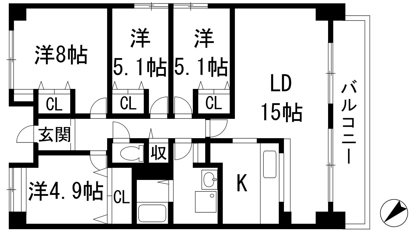 アメニティコート宝塚湯本(4LDK/9階)の間取り写真