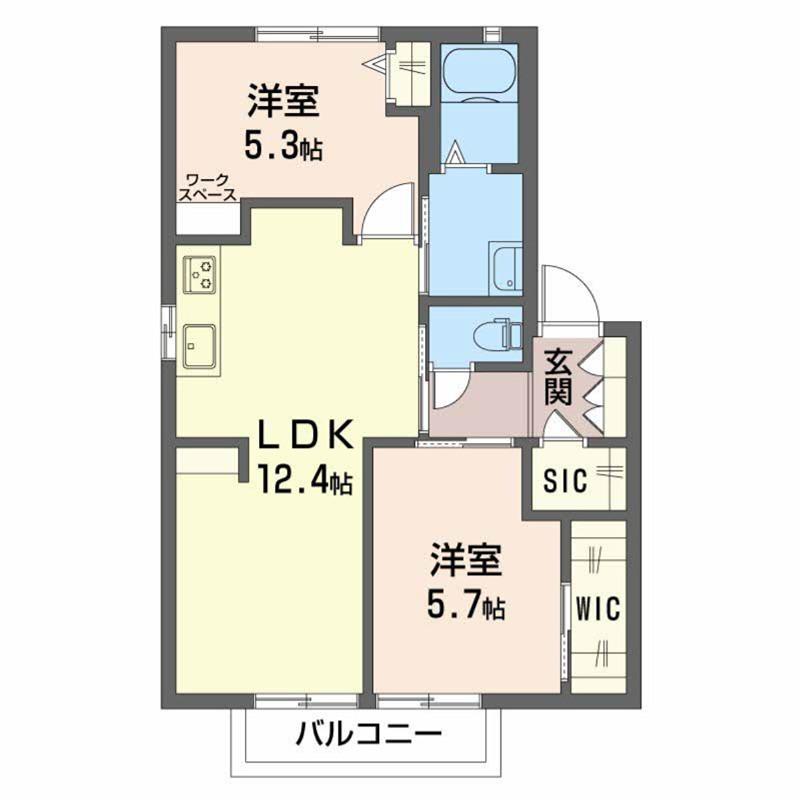 フォーレス・シャンテ(2LDK/2階)の間取り写真