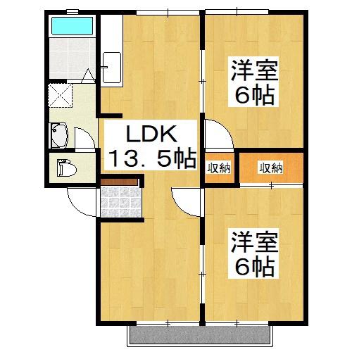 コーポ赤坂(2LDK/2階)の間取り写真