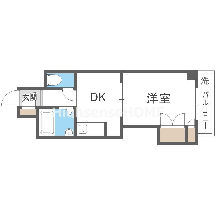 千林グランドハイツ北(1DK/4階)の間取り写真