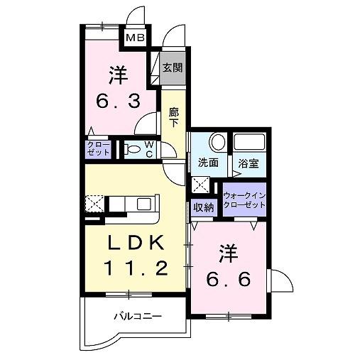 アルフレンテ(2LDK/1階)の間取り写真