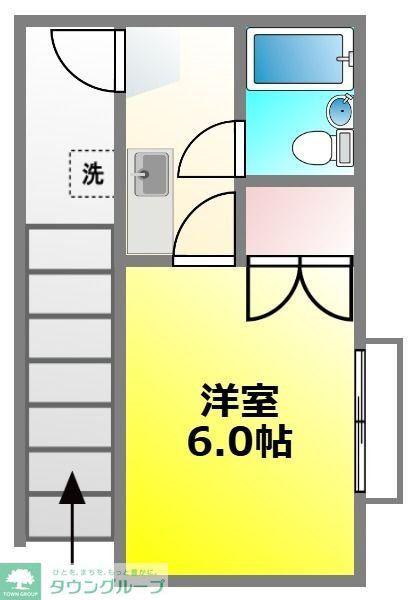 オックスフォードタウンB(1K/2階)の間取り写真