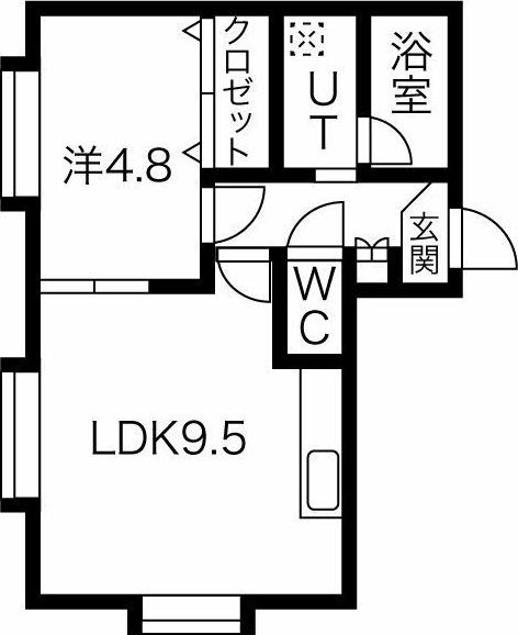 MAJESTIC北郷弐番館(1LDK/3階)の間取り写真