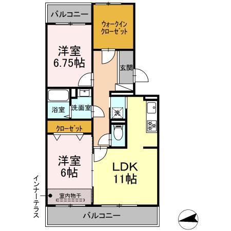 プレシール青葉台(2LDK/2階)の間取り写真