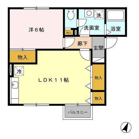 メゾン・ド・マリアージュ G(1LDK/1階)の間取り写真