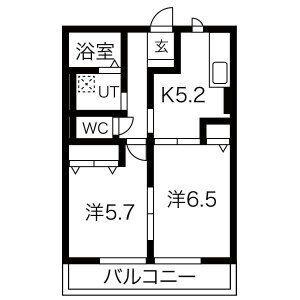カルボナーラA(2DK/1階)の間取り写真