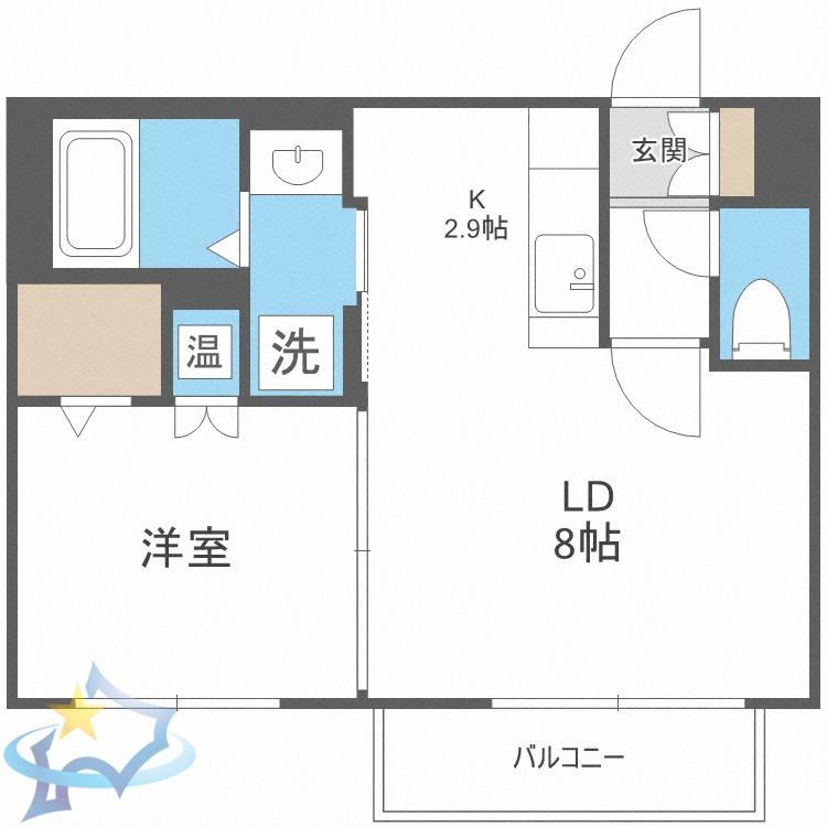 プライマル札幌円山(1LDK/4階)の間取り写真