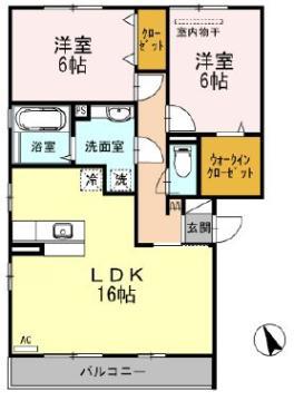 アルト ポンテ ドゥーエ A棟(2LDK/2階)の間取り写真