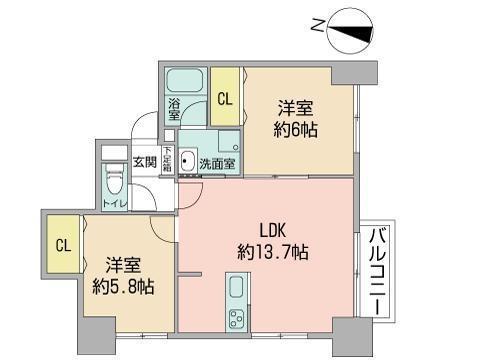 グラードエルヴィータ円山(2LDK/8階)の間取り写真