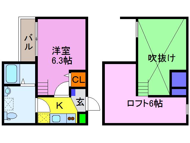 ラヴォナステラ深草(1K/2階)の間取り写真