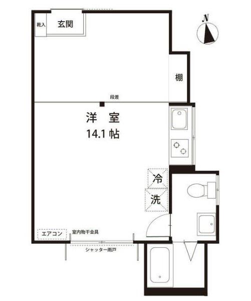 ハレレア(ワンルーム/1階)の間取り写真