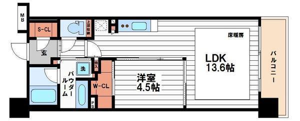 オーパスレジデンス心斎橋サウス(1LDK/5階)の間取り写真