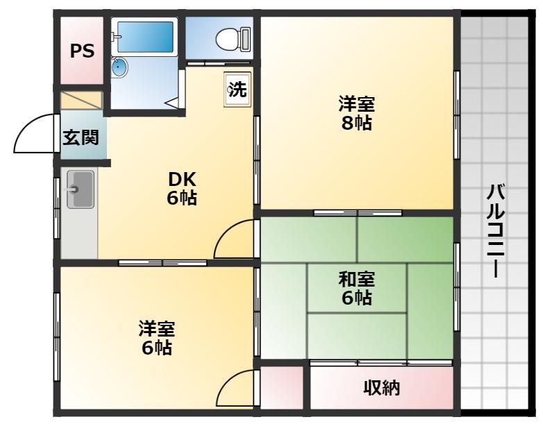 アイディル島泉(3DK/3階)の間取り写真