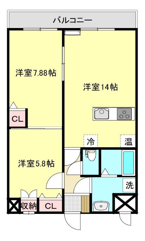 ラ・パーチェ(2LDK/6階)の間取り写真