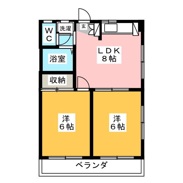大成マンション(2LDK/3階)の間取り写真