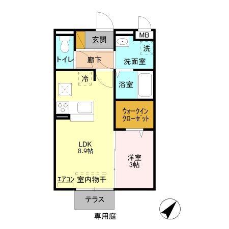 ロイヤルビュー(1LDK/1階)の間取り写真