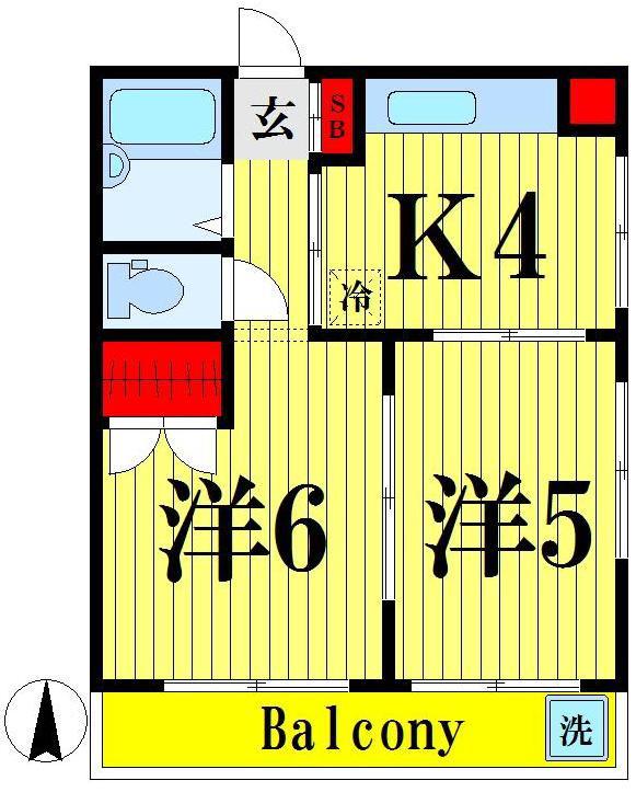 三幸ハイツ(2K/5階)の間取り写真