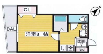 ヴィクトワール福島(1K/4階)の間取り写真