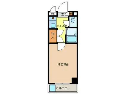 レジデンスアンドウ(1K/5階)の間取り写真