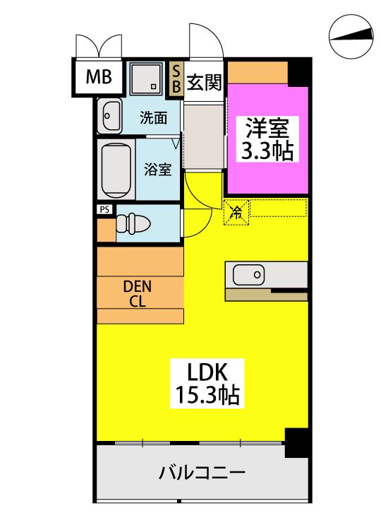 ウィングス熊手(1LDK/14階)の間取り写真