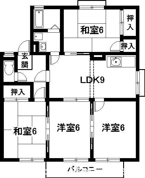 サニーコート弥生(4DK/1階)の間取り写真